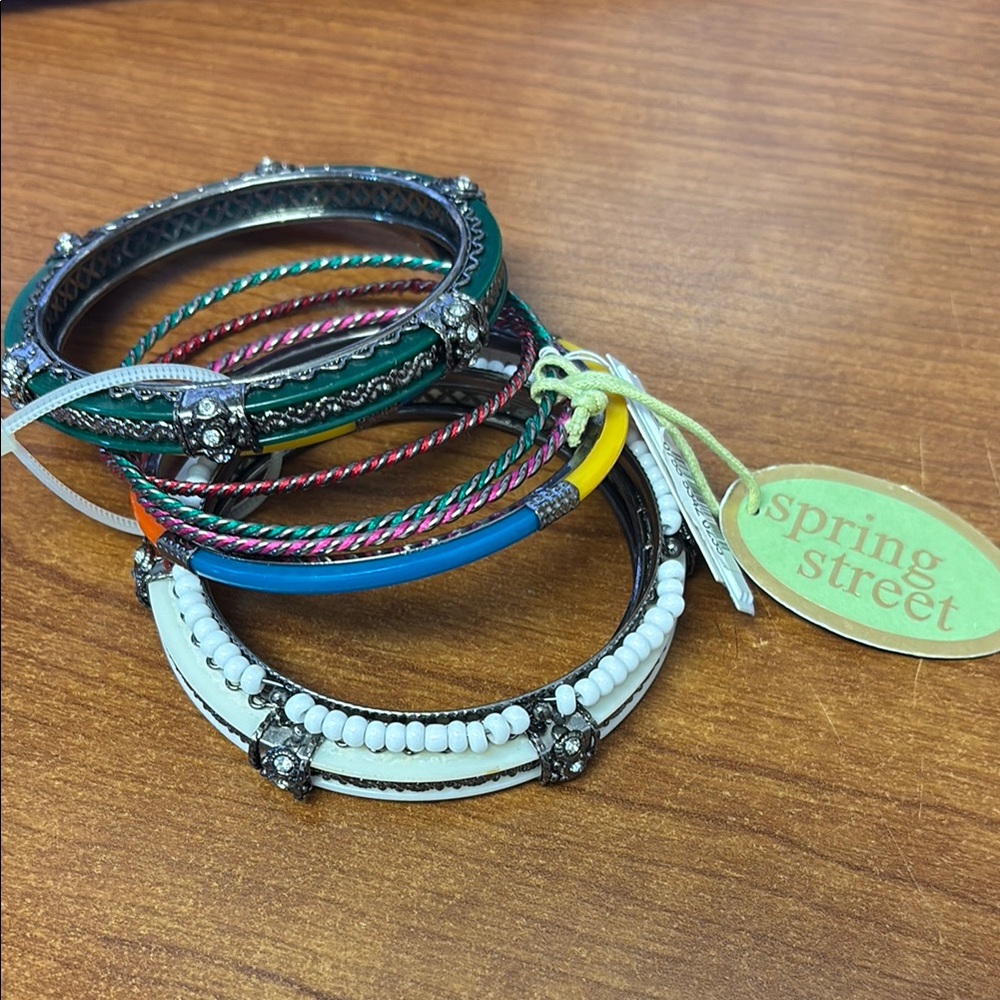 SPRING STREET from Nordstrom Multicolor Bangle Collection Gold Trim New w/Tags